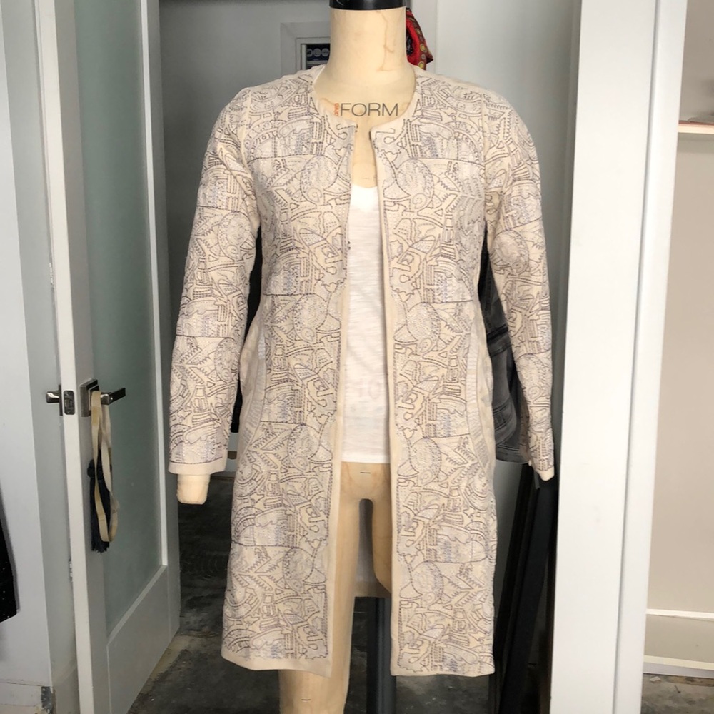 Ladies Embroidery winter white novelty jacket